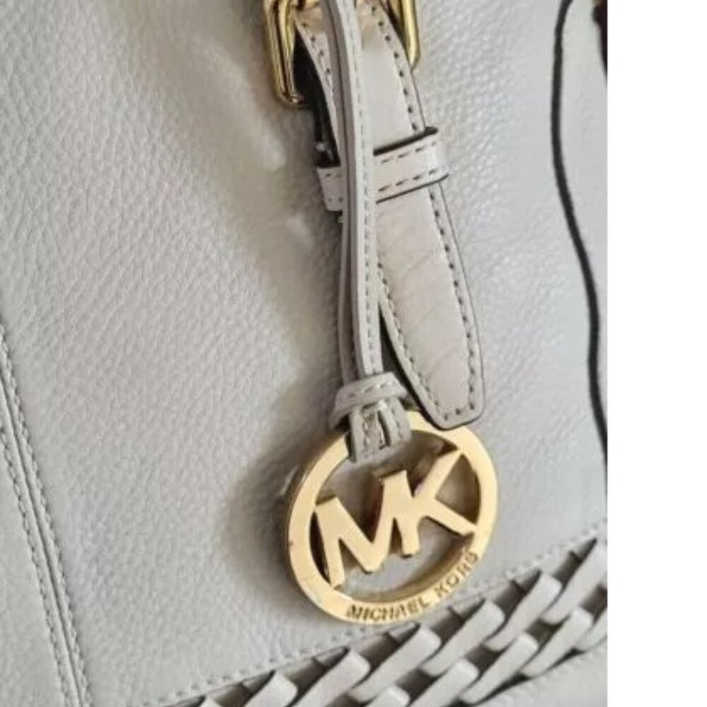 MICHAEL KORS GLADSTONE VANILLA LEATHER LG SATCHEL BAG NWT! - Picture 10 of 12